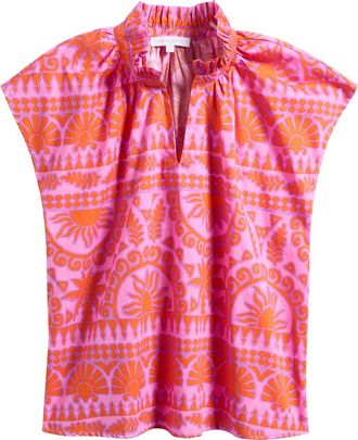 Sugarlips Ikat Ruffle Trim Top in Pink-Orange at Nordstrom, Size 3 X