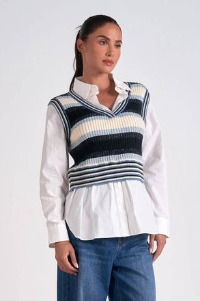 Elan Farley Sweater Vest In Blue Multi