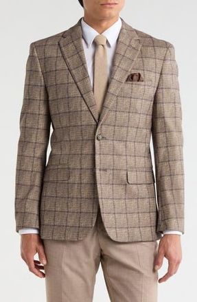 Duchamp Slim Fit Plaid Stretch Knit Sport Coat in Brown at Nordstrom Rack, Size 42 Regular