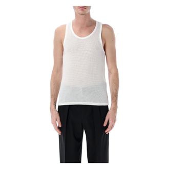 Tom Ford Sleeveless Tops, male, White, Size: 2XL Tank Top Perforated