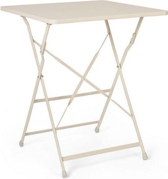 Konte Design Mesa cuadrada de acero beige 60 x 60 cm, plegable