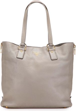 Prada Pre-owned Womens Leather Tote Zipper - Grey - One Size