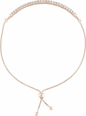 Diamond2Deal 14k Rose Gold 1 CTW Lab-Grown Diamond Bolo Bracelet 9.5