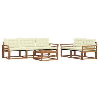 vidaXL Conjunto De Sof&aacute;s De Exterior Con Coj&iacute;n 6 Pcs Natural Y Crema Vidaxl