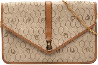 Dior Tweedehands Honingraat Gecoat Canvas Ketting Schoudertas