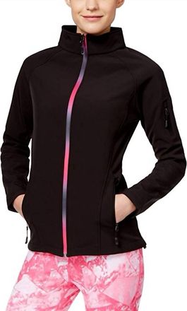 Ideology Womens Fall Softshell Fleece Outerwear Water Resistant Jack In Black