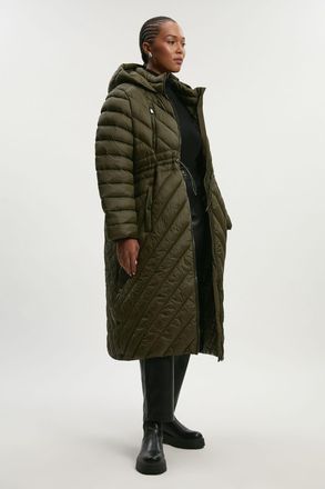 Karen Millen Womens Plus Size Lightweight Knee Length Packable Coat - Khaki - Size 22 UK