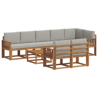vidaXL Conjunto De Sof&aacute;s De Exterior 9 Pcs Gris Natural Y Claro Vidaxl