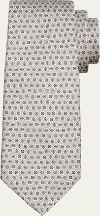 Kiton Mens Micro-Geometric Silk 7-Fold Tie