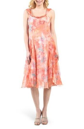 Komarov Scarf Charmeuse & Chiffon A-Line Cocktail Dress in Aloha Sunrise at Nordstrom Rack, Size X-Large