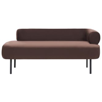 Beliani Chaise Longue Tapizado De Terciopelo Patas De Metal Derecho Marr&oacute;n Oscuro Mirmande