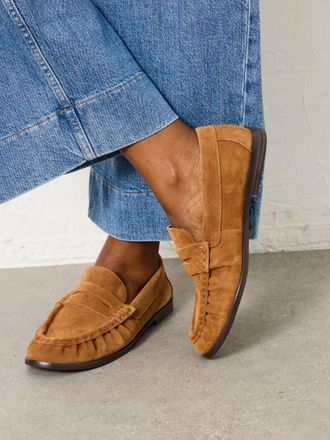 Fat Face FatFace Tan Brown Suede Loafer Flat