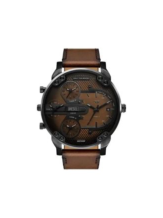 Diesel Mega Chief Slim 55mm - men - stainless steel/Calf Leather - One Size - Brown