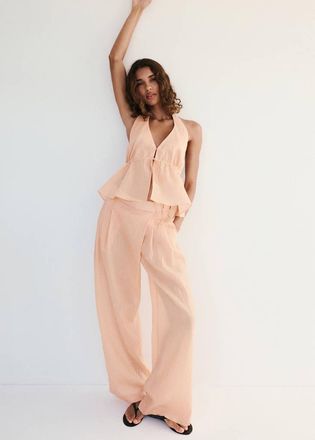 Mango Top halter lyocell righe arancione - Donna - XS - MANGO