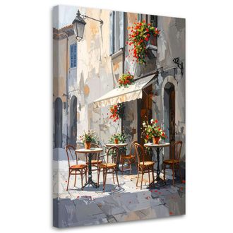 Feeby Cuadro Sobre Lienzo, Caf&eacute;s Parisinos Arquitectura Ciudad, 70x100