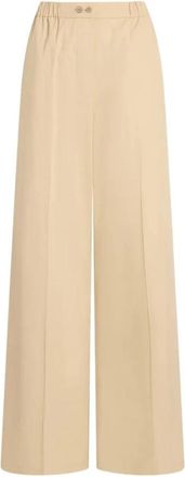 Patou Wide Leg Broeken - Dames - Wijde Broeken - Beige - XS - Katoen - Broeken