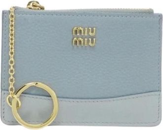 Miu Miu Pre-owned Wallets, female, Blue, Size: ONE SIZE Pre-owned Daino Soft Calf coin key case