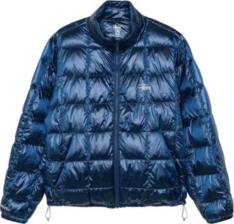 St&uuml;ssy logo-detail quilted jacket - Blue