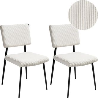 Beliani Conjunto de 2 sillas de comedor Pana Blanco crema