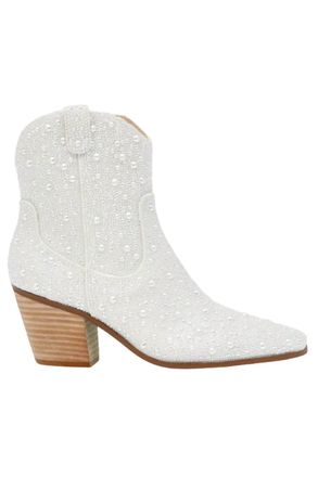 Betsey Johnson Diva Ankle Boot In Pearl White