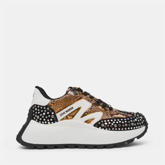 Steve Madden Womens Supercampo S Lace Up Platform Sneakers in Snake Mul - Beige - Size UK 4