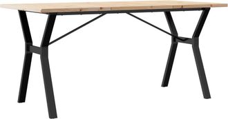 vidaXL Vidaxl - Mesa De Comedor Marco Y Madera Maciza Pino Acero 160x80x75,5 Cm