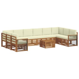 vidaXL Conjunto De Sof&aacute;s De Exterior Con Coj&iacute;n 11 Pcs Natural Y Crema Vidaxl