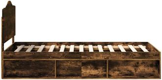 vidaXL Estructura De Cama Con Cabecera Roble Ahumado 75 X 190 Cm Vidaxl