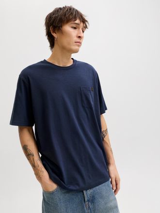 Jack & Jones Kurzarmshirt JACK & JONES JJEDOVER SLUB TEE SS NOOS, Herren, Gr. XXL, navy blazer, Jersey, Obermaterial: 95% Baumwolle, 5% Elasthan, unifarben, normal