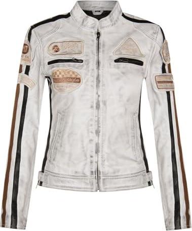 Veste Motard En Cuir Blanc Infinity Brando - Taille XS à 5XL, Neuf Avec étiquettes - Style Décontracté élégant