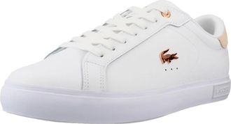 Lacoste Schoenen, Dames, Wit, 38 EU, Leer, Powercourt Leren Sneakers