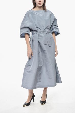 Super Blond Silk Organza Kaftan With Belt Super Blond