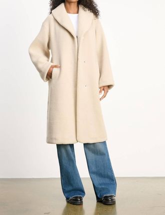 Velvet Lux Sherpa Eleanor Coat In Sand