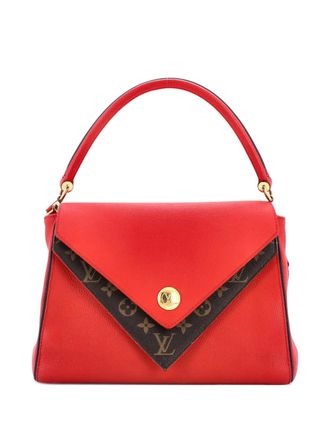 Louis Vuitton Double V Handbag Calfskin with Monogram Canvas satchel - Bruin