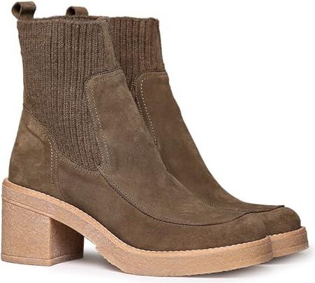 Bottines à Lacets Toni Pons NIMES-SY - Pour Femme - Marron Suède - Semelle Caoutchouc - Talon Plat - Fermeture éclair