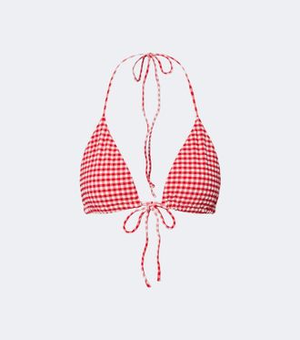 Montce Swim Emma gingham seersucker bikini top