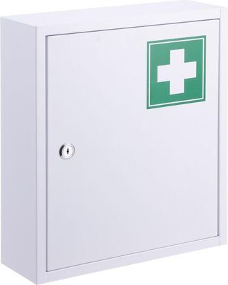 Relaxdays Relaxdays medicine cabinet, lockable, 3 compartments, HxWxD: 36 x 31.5 x 10 cm, for medicines, white/green