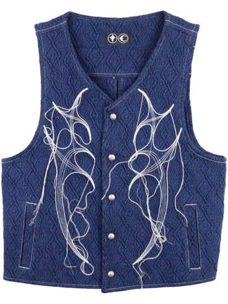 Thug Club Gilet denim con ricamo - Blu
