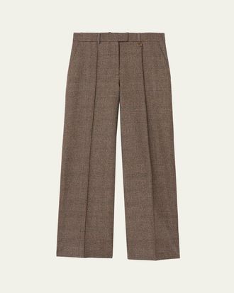 Burberry Rozalyn Check Pintuck Straight-Leg Trousers