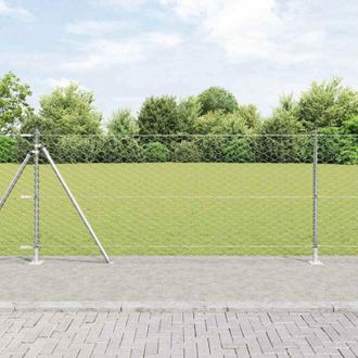 vidaXL Vidaxl - Reja Con Postes Plateado 0.8 X 100 M Acero Recubierto De Pvc