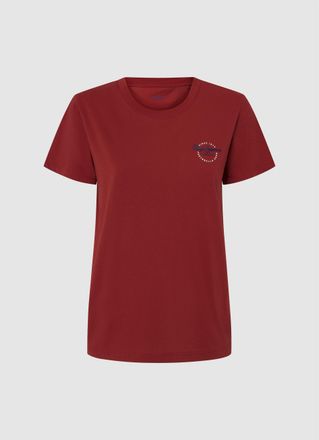 Pepe Jeans London T-Shirt PEPE JEANS GABRIELA, Damen, Gr. S, rot (burnt rot), Jersey, Obermaterial: 100% Baumwolle, regular fit, Shirts T-Shirt