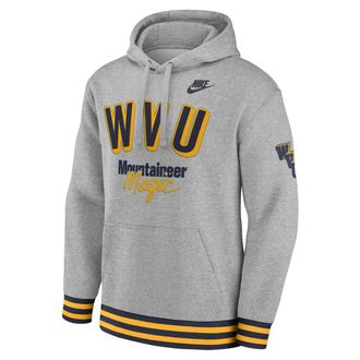 Nike West Virginia Legacy Retro Mens Nike Mens College Pullover Hoodie in Grey | 02K30G1JWVV-MPS