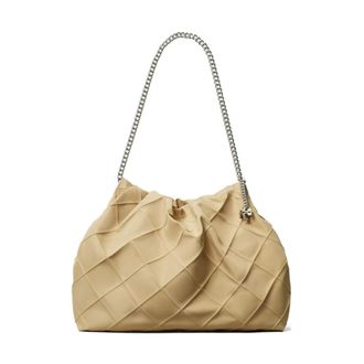 Tory Burch Tory Burch, Shoulder Bags, female, Beige, Size: ONE SIZE Fleming Nylon Hobo Bag