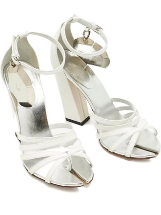 Burberry split-toe ankle-strap heeled sandals - women - Calf Leather/Calf Leather/Calf Leather - 39 - White