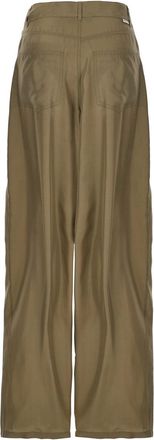 Jucca Womens Green Silk Pants With Belt Loops Trousers