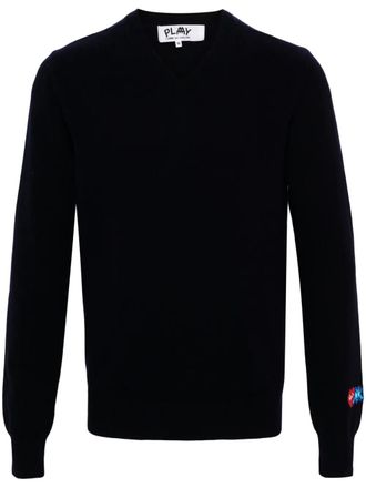 Comme Des Garçons x the Artist Invader pixelated-appliqué jumper - Blue