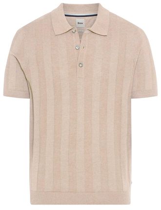 Brax Brax poloshirt camel strepen katoen normale fit