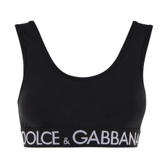 Dolce & Gabbana Reggiseno sportivo con fascia logata - - Sport - Donna - Nero - 2XS