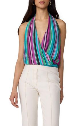 Diane Von F&uuml;rstenberg Demi Halter Top in Tropez Stripe Gossip Pink at Nordstrom, Size Xx-Small
