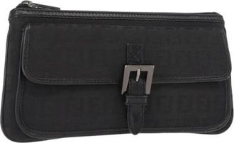 Fendi Pre-owned Clutches, female, Black, Size: ONE SIZE Pre-owned Vintage Canvas Clutch